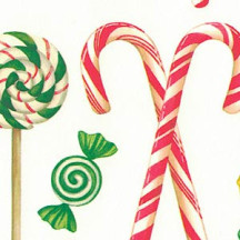 Candy Cane and Sweets Christmas Print Paper ~ Tassotti Italy